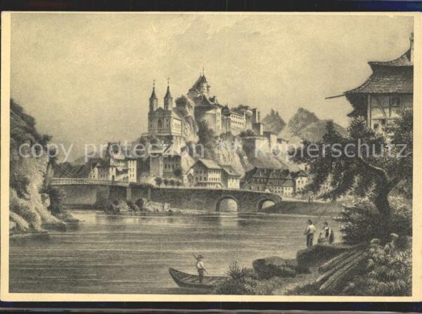 Kuenstlerkarte Aarbourg Aarburg L. Rohbock delt. J. Po