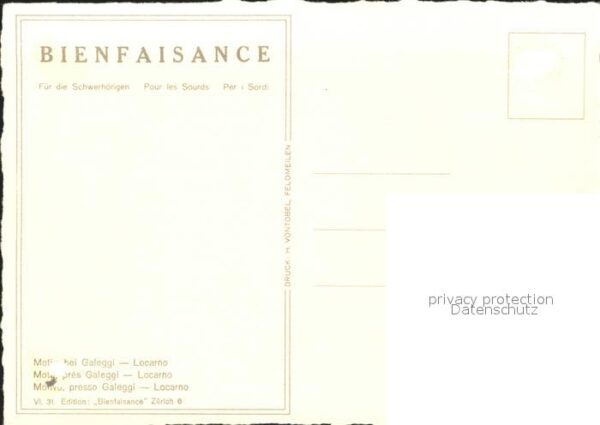 Bienfaisance Galeggi Locarno VI. Edition Künstler E. – Bild 2