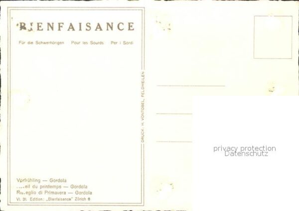 Kuenstlerkarte E. Zuppinger Vorfrühling Gordola VI. 31 – Bild 2