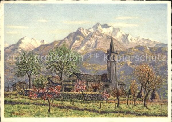 Kuenstlerkarte E. Zuppinger Kirche Cugnasco VI. 31. Ed