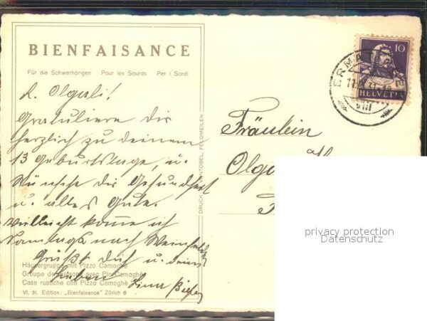 Kuenstlerkarte E. Zuppinger Häusergruppe Pizzo Camoghe – Bild 2