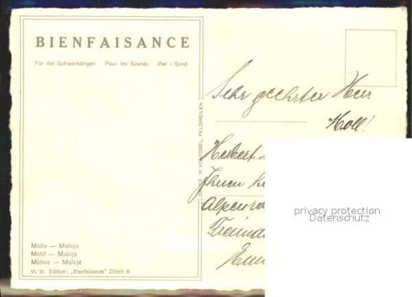 Kuenstlerkarte E. Zuppinger Motiv Maloja VI. 31. Editi – Bild 2
