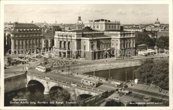 Stockholm Gustav Adolfs torg Norrbro och Kungl Te