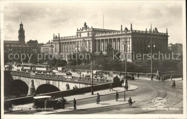 Stockholm Norrbro med Riksdagshuset Reichstagsgeb