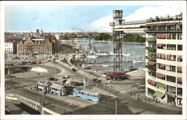 Stockholm Katarinahissen Aufzug Strassenbahn