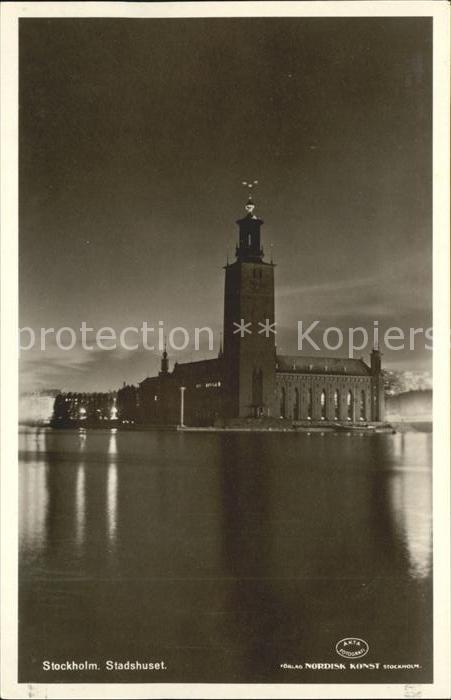 Stockholm Stadshuset bei Nacht