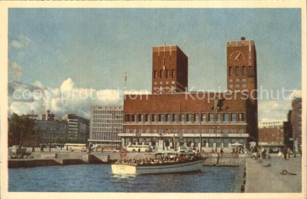 Oslo Norwegen Radhuset City Hall Fährschiff