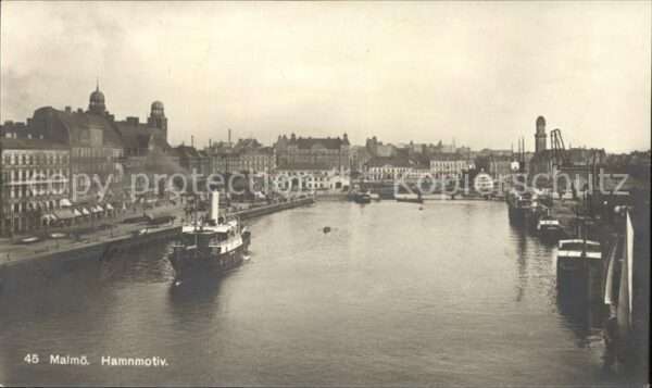 Malmoe Hamnmotiv Hafen Dampfer