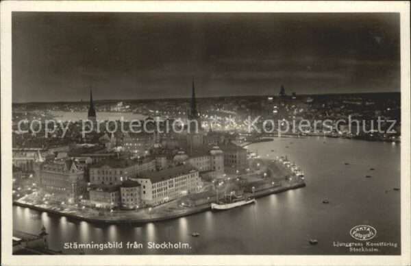 Stockholm Stämningsbild Panorama bei Nacht