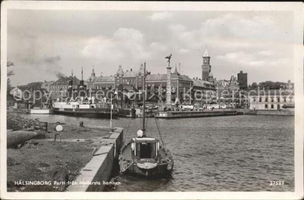 Haelsingborg Parti fran Mellersta Hamnen Hafen Boot