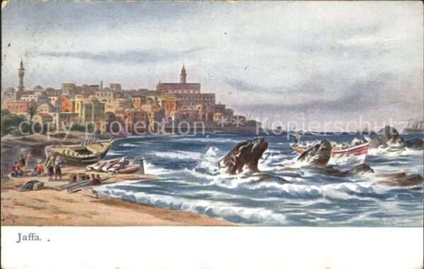 Jaffa Strand Boot Künstlerkarte