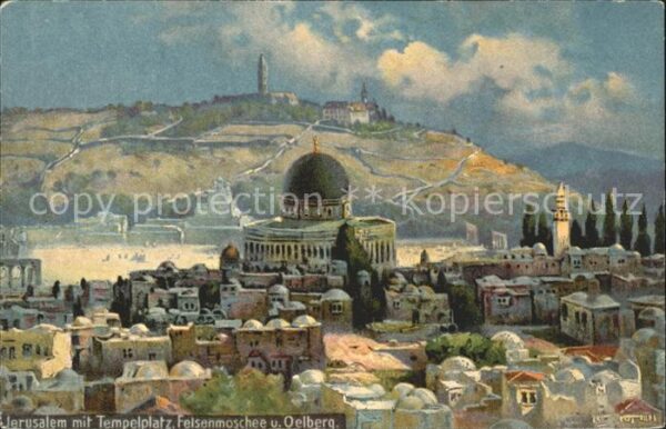 Jerusalem Yerushalayim mit Tempelplatz Felsenmoschee Oelberg K
