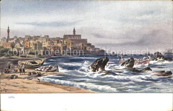 Jaffa Strand Boot Künstlerkarte