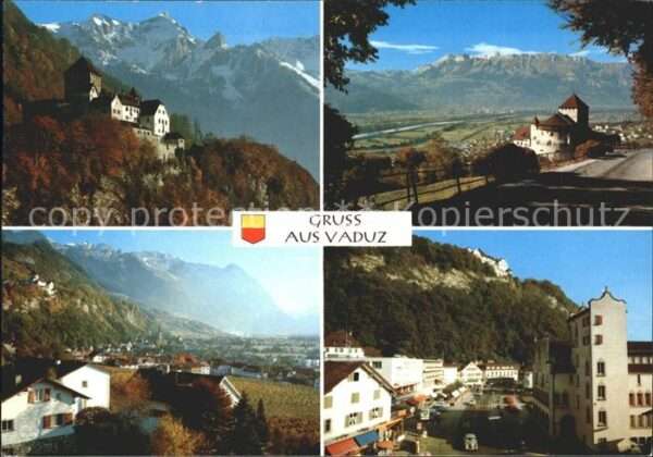 Vaduz Schloss Ortspartie Rheintal Alpenpanora