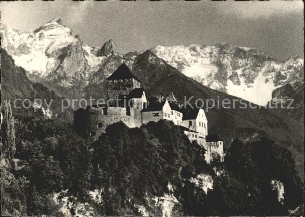 Vaduz Schloss mit Falknis Rätikon Stempel Bri