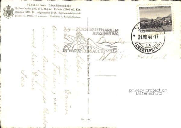 Vaduz Schloss mit Falknis Rätikon Stempel Bri – Bild 2