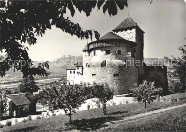 Vaduz Schloss Blick ins Rheintal und Säntisgr