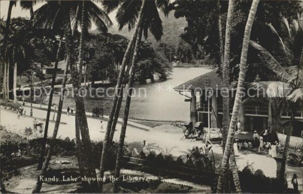 Ceylon Sri Lanka Kandy Lake showing the Library