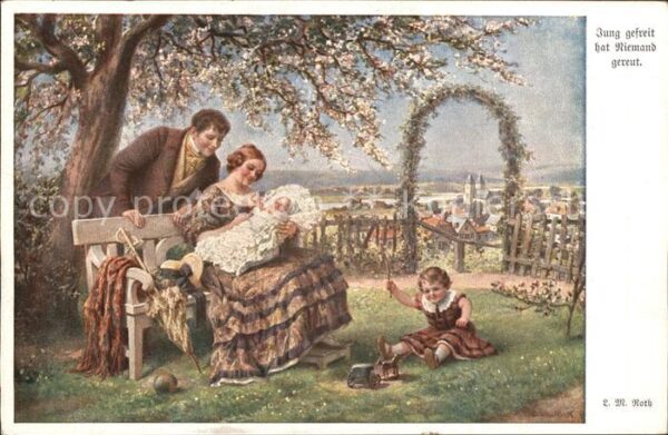 Kuenstlerkarte L. M. Roth Nr. 3121 Familie Kind Baby S