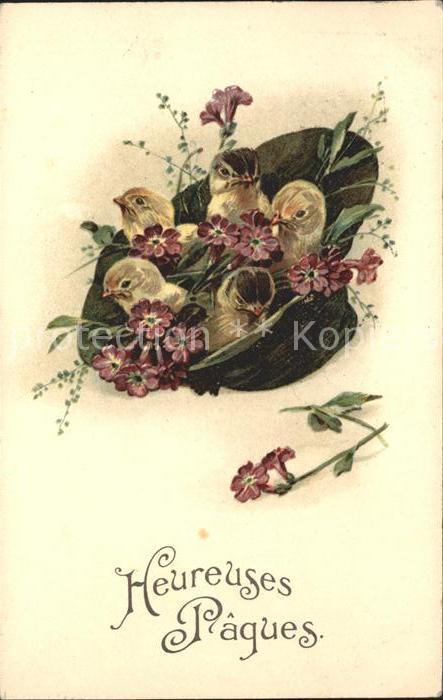 Ostern Easter Paques Küken Hut Blumen Amag-Verlag Nr. 1575
