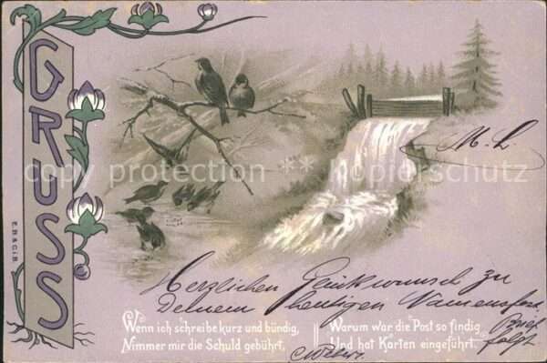 Voegel Wasserfall Gruss Gedicht