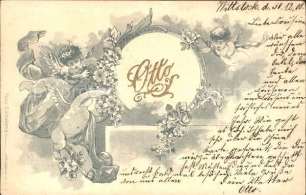 Namenstag Namenskarte Otto Engel Blumen