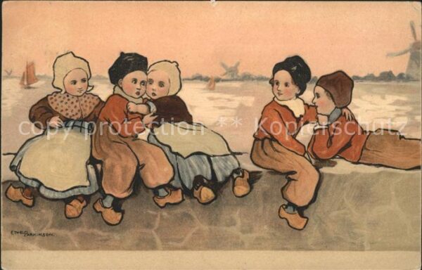 Kinder Hollandtracht Künstlerkarte Ethel Parkinson Nr. 210