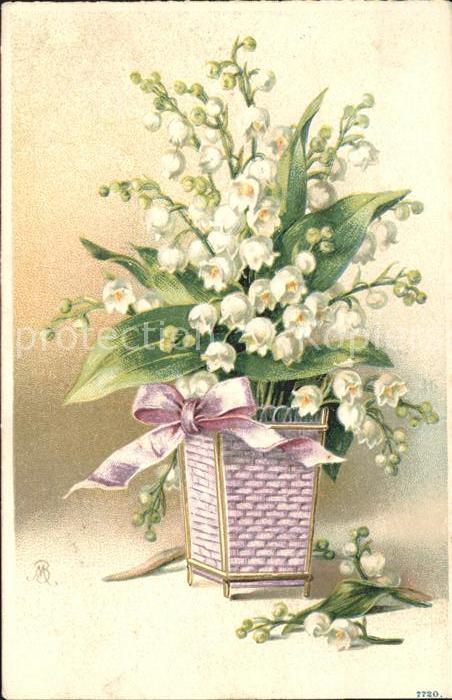 Blumen Maiglöckchen Schleife Künstlerkarte