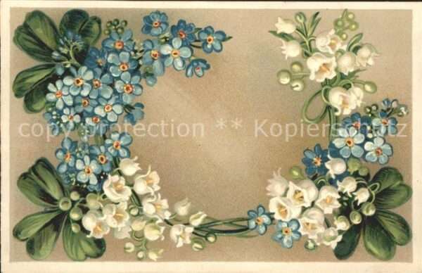 Blumen Maiglöckchen Veilchen Kleeblätter