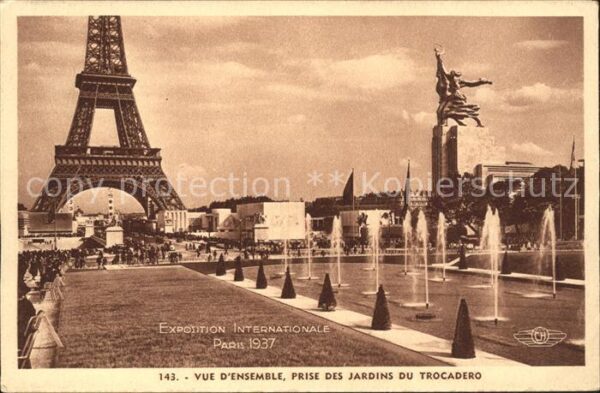 Exposition Internationale Paris 1937 Vue d_Ensemble Jardin du Trocadero