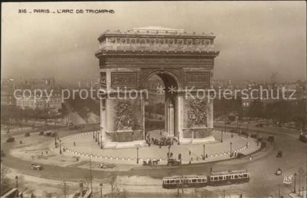Foto AN Paris (Noyer) Nr. 316 Paris Arc de Triomphe Strassenbahn