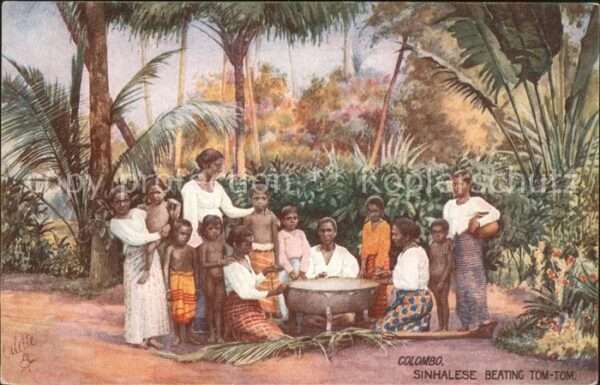 Verlag Tucks Oilette Nr. 8937 Sinhalese beating Tom-Tom
