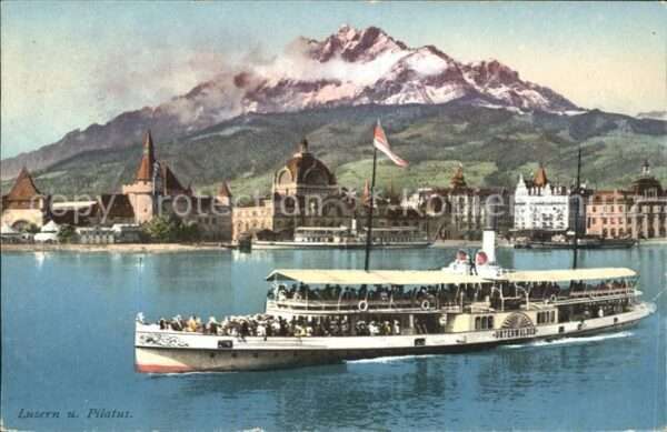 Dampfer Seitenrad Unterwalden Luzern Pilatus