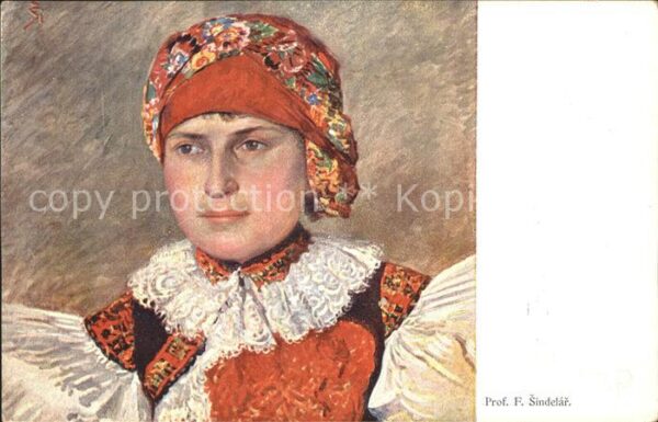 Kuenstlerkarte Prof. F. Sindelar Frau Tracht Nr. 376