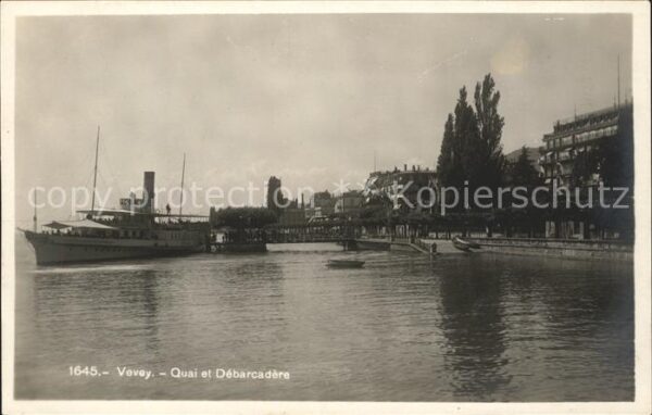 Dampfer Seitenrad Vevey Quai et Debarcadere