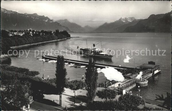 Dampfer Seitenrad Vevey- La Tour Dents du Midi