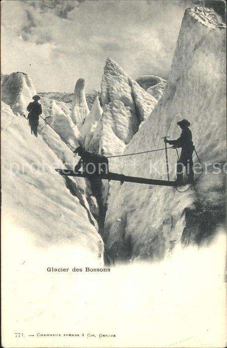 Gletscher Glacier des Bossons Bergsteiger