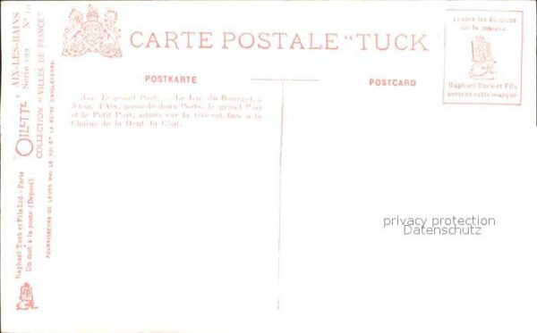 Verlag Tucks Oilette Nr. 10 Serie 122 Aix-Les-Bains Grand Port L – Bild 2