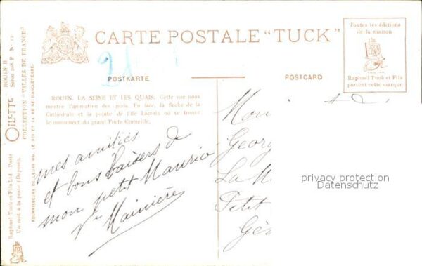 Verlag Tucks Oilette Nr. 12 Rouen Seine Quai Cathedrale – Bild 2