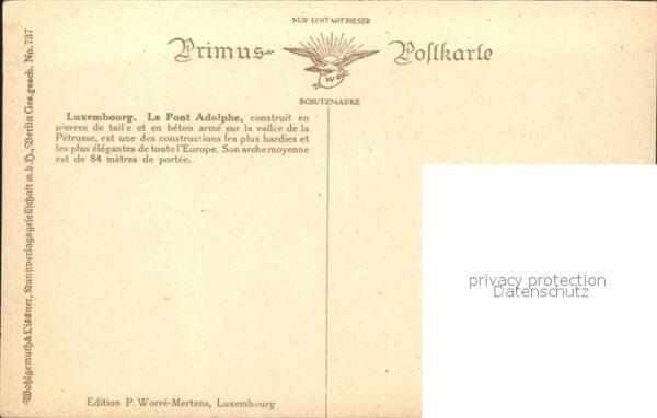 Verlag Primus Nr. 737 Luxembourg Pont Adolphe – Bild 2