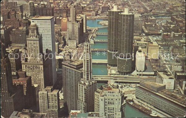 Chicago Illinois Fliegeraufnahme twin towers of Marina C