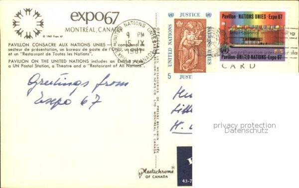 Montreal Quebec Expo 67 Pavillon Consacre aux Nations U – Bild 2