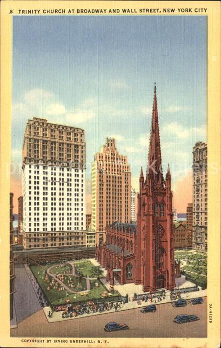 New York City Trinity Church Broadway and Wallstreet