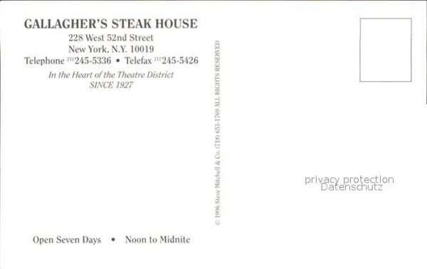 New York City Callghers Steak House West 52nd Street – Bild 2