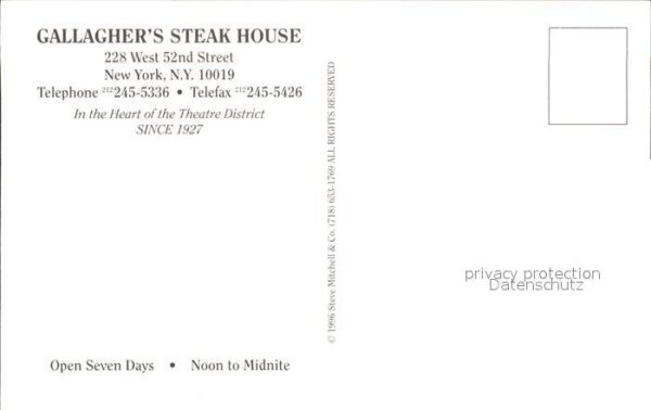 New York City Callghers Steak House West 52nd Street – Bild 2