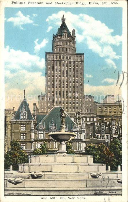 New York City Pulitzer Fountain and Heckscher Buildin