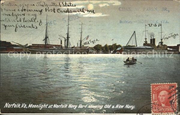 Norfolk Virginia Navy Yard  Moonlight Schiffe