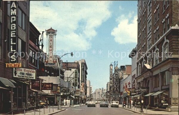 Norfolk Virginia Granby Street from downtown Cars