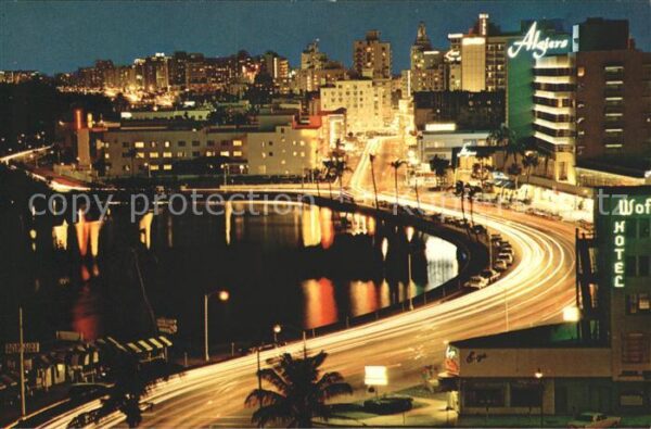 Miami Beach Lake Pancoast at Night