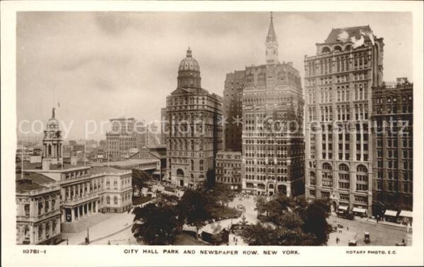 New York City City Hall Park and Newspaper Row